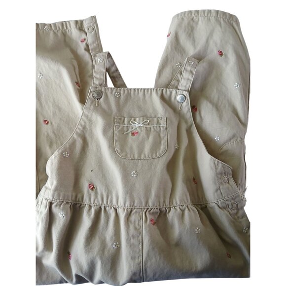 Gymboree Girls 3T White Cardigan Tan Overalls Strawberry Patch Set Embroidered - Picture 15 of 16